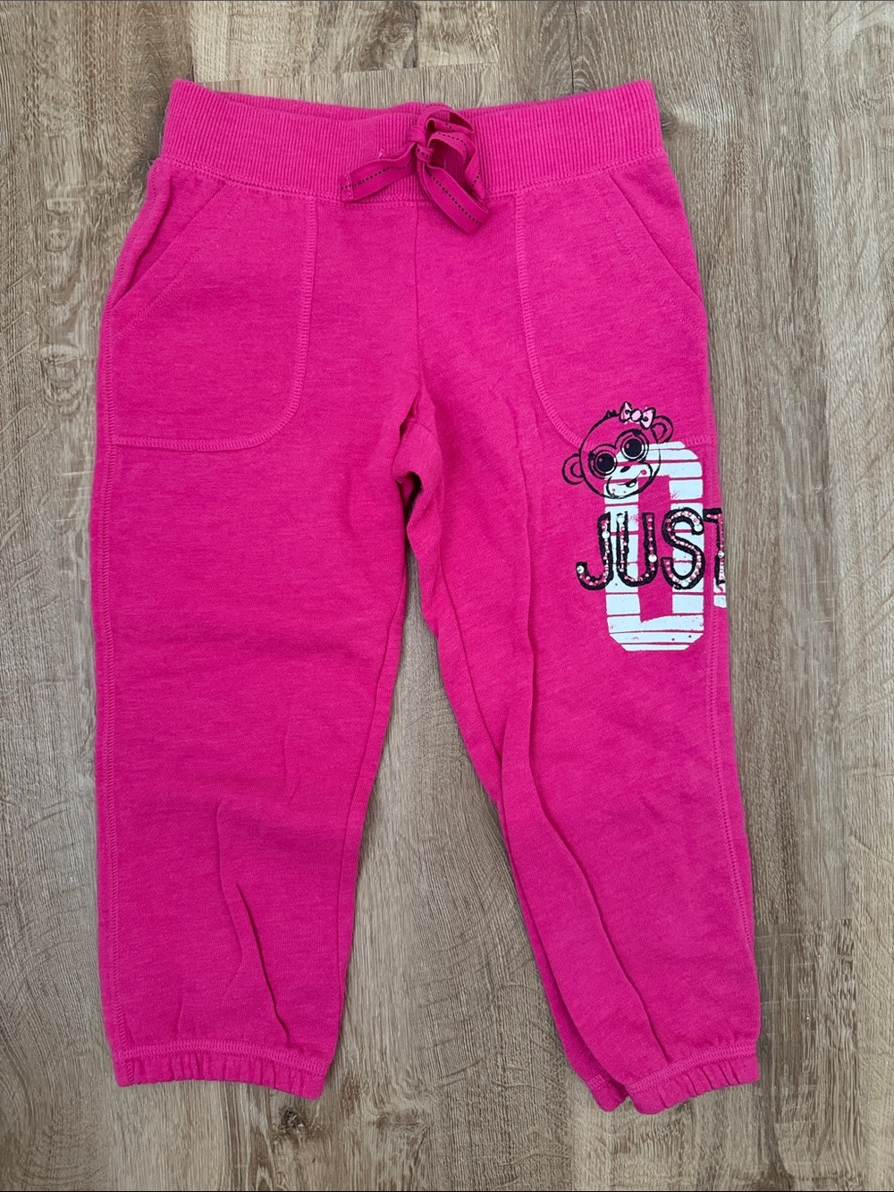 Justice Hot Pink Girls' Jogger Sweatpants with White and Black Logo